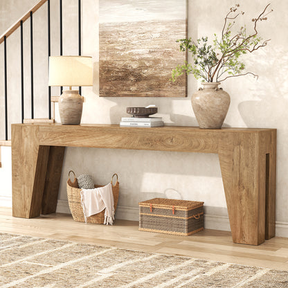 86-inch Extra Long Console Table, Couch Tables Behind Sofa Farmhouse Wood Entryway Table with Storage, Modern Console Tables for Living Room, Hallway, Entrance, Natural Oak Brown