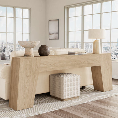 78-Inch Console Table for Entryway, Extra Long Farmhouse Sofa Table Behind Couch, Natural Wood Accent Entrance Table for Living Room Hallway, Light Oak Brown
