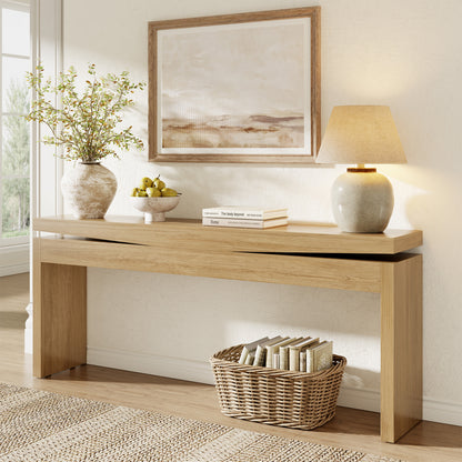 70.9-inch Long Console Table Behind Couch, Sofa Tables Narrow Long Farmhouse Wood Console Tables with Storage, Entryway Tables for Living Room, Hallway, Foyer, Light Oak