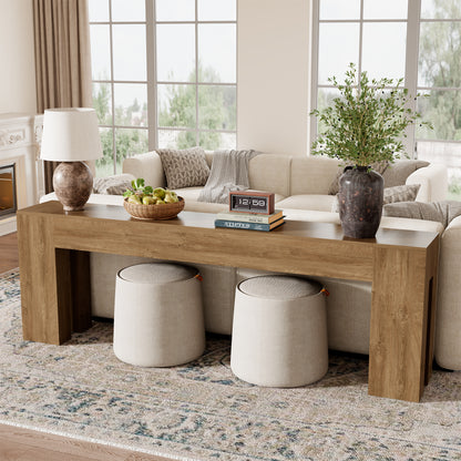 94.5 Inch Extra Long Console Table, Farmhouse Large Wooden Entryway Table, Long Sofa Table Behind Couch for Spacious Living Room Hallway, Natural Oak Brown