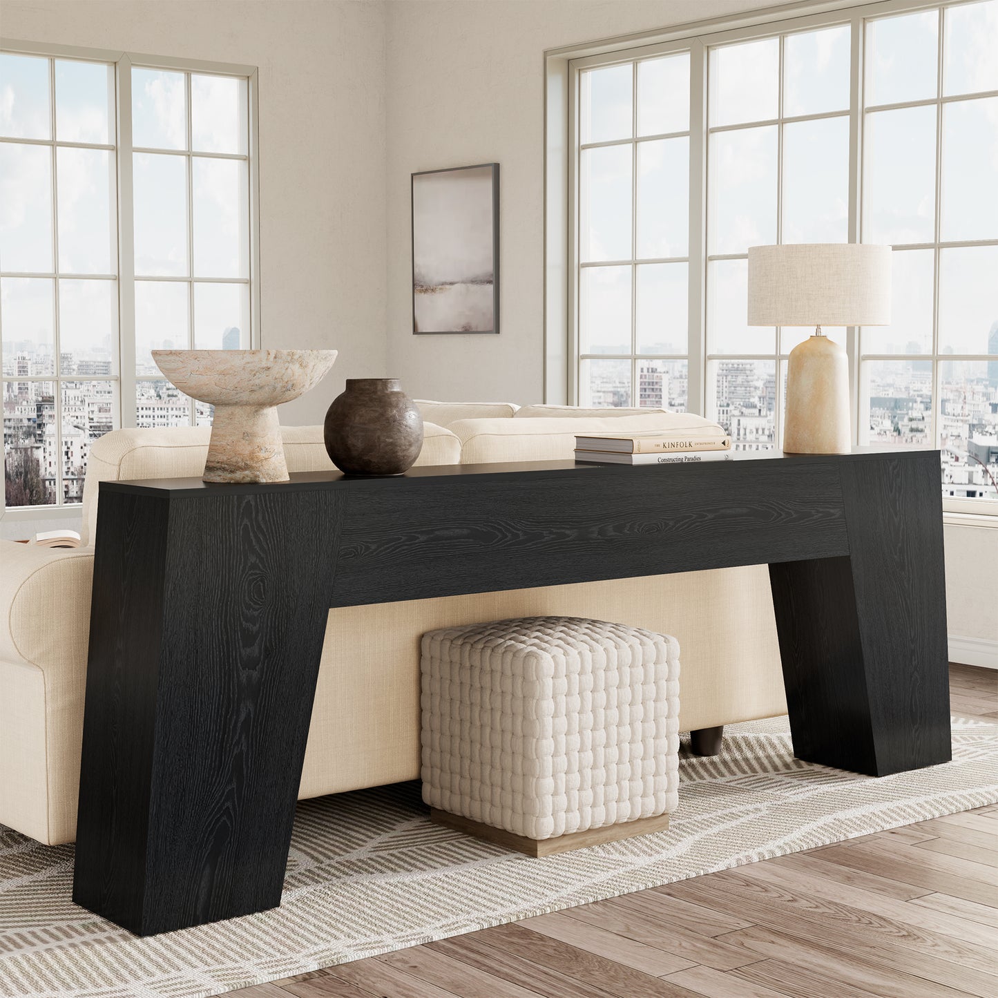 Extra Long 78-Inch Black Console Table for Entryway, Modern Narrow Sofa Table Behind Couch, Sturdy Wood Accent Entrance Table for Living Room Hallway
