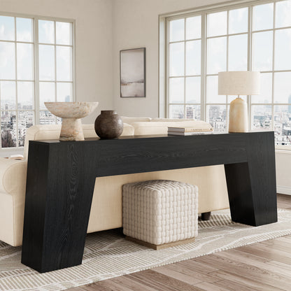 Extra Long 78-Inch Black Console Table for Entryway, Modern Narrow Sofa Table Behind Couch, Sturdy Wood Accent Entrance Table for Living Room Hallway