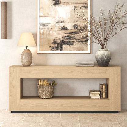 Extra Long Console Table for Entryway, 78 Inch 2-Tier Wood Behind Couch Sofa Table with Storage, Farmhouse Entrance Table for Living Room,Living Room, Foyer, Hallway, Light Oak