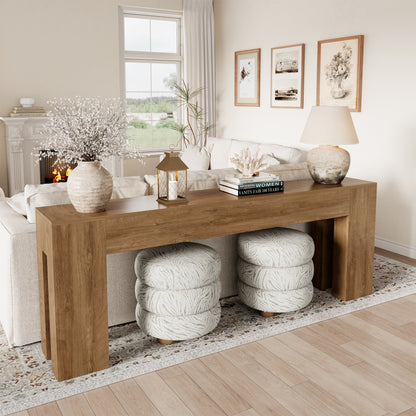 86-Inch Extra Long Console Table, Farmhouse Wood Entryway Table, Large Sofa Table Behind Couch for Hallway Entrance Living Room Accent, Natural Oak Brown