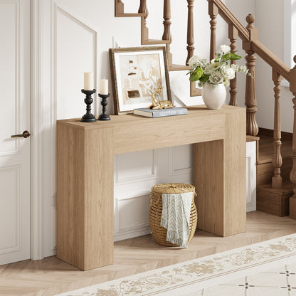 43 Inch Small Light Oak Console Table for Hallway Entryway Entrance | Farmhouse Wood Table, Small Console, for Living Room Behind Couch Sofa, Easy Assembly