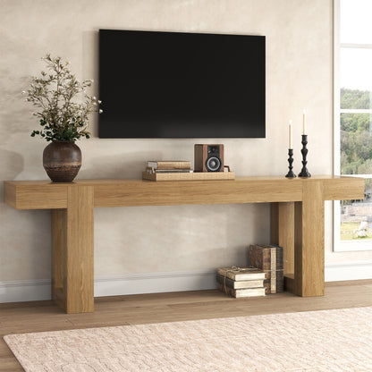 78.7 Inch Long Console Table for Entryway, Natural Oak Brown Farmhouse Sofa Table Behind Couch, Large Wood Entrance Table for Hallway, Living Room, Foyer