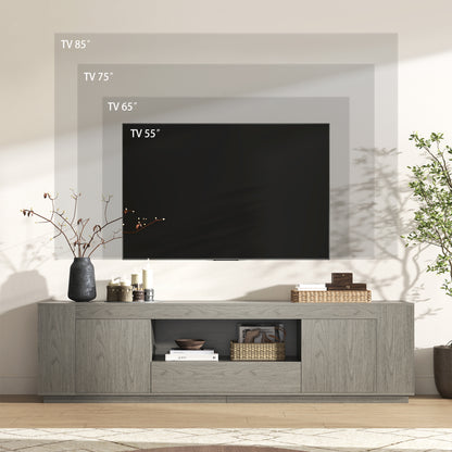 Grey TV Stands with Storage Cabinets, Wooden Media Console 78.7-Inch Long Entertainment Center, Farmhouse TV Consoles for Living Room, Apartment, Grey