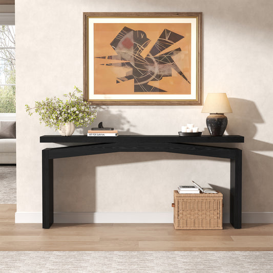 Black Console Tables for Entryway Living Mid-Century, Rectangular Sofa Tables Narrow Long Behind Couch, Wooden Entry Way Foyer Hallway Table for Home, Living Room, Apartment, Black