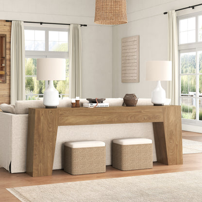 Epecoya Extra Long Sofa Console Table for Entryway, 78-Inch Large Farmhouse Wood Behind Couch Table, Modern Trapezoid Accent Entrance Table for Foyer Living Room Hallway Home, Natural Oak Brown
