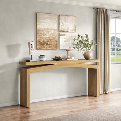 Extra Long Console Tables Narrow for Living Room, Thin Behind Couch Table for Living Room 63-Inch Rustic, Modern Teak Wood Console Table for Entrance, Entry Way, Home, Natural Teak