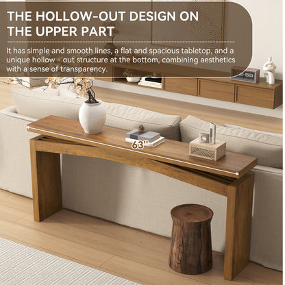 63-Inch Wood Console Table for Entryway Living Room, Long Rectangular Sofa Tables with Natural Wooden Base for Home Hallway Couch Foyer Entrance, Light Brown Oak