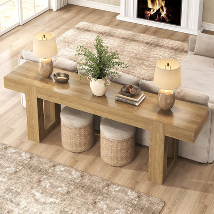 78.7 Inch Long Console Table for Entryway, Natural Oak Brown Farmhouse Sofa Table Behind Couch, Large Wood Entrance Table for Hallway, Living Room, Foyer