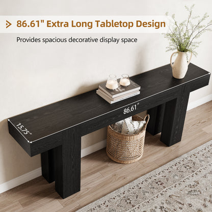 86.6 Inch Extra Console Table Black | Wood Entryway Table | Farmhouse Style | Living Room, Entryway, Hallway
