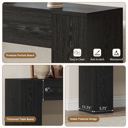 53 Inch Black Farmhouse Console Table for Entryway Hallway | Small Entryway Table, Wood Black Finish, Behind Sofa Couch, Easy Assembly, Display Decor, 12"D x 53.25"W x 31.5"H