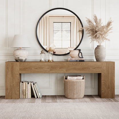 Extra Long Console Tables for Entryway, 94.5 Inch Wooden Couch Table Behind Sofa Modern, Large Farmhouse Hallway Table for Living Room, Entrance, Entry Way, Natural Oak Brown