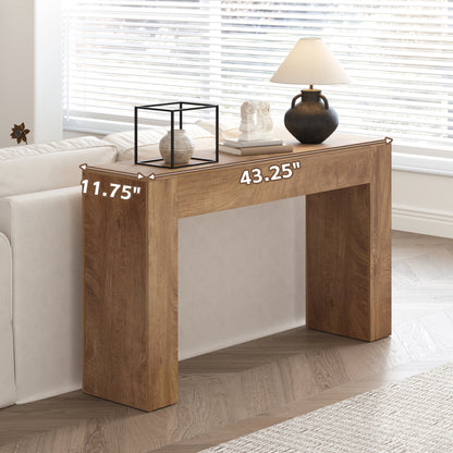 Wood Console Table for Entryway Living Room, 43-Inch Small Sofa Table, Farmhouse Rectangular Accent Console with Wooden Double Base for Behind Couch Hallway Foyer Entrance, Light Oak Brown