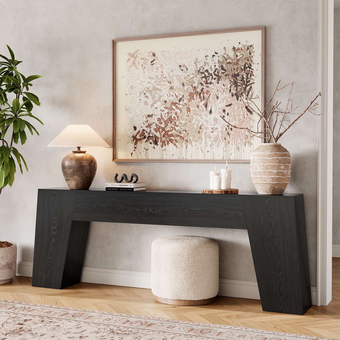Extra Long 78-Inch Black Console Table for Entryway, Modern Narrow Sofa Table Behind Couch, Sturdy Wood Accent Entrance Table for Living Room Hallway