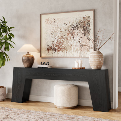 Extra Long 78-Inch Black Console Table for Entryway, Modern Narrow Sofa Table Behind Couch, Sturdy Wood Accent Entrance Table for Living Room Hallway