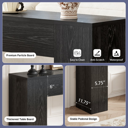 Epecoya Wood Console Table for Entryway Living Room, 43-Inch Small Sofa Table, Farmhouse Rectangular Accent Console with Wooden Double Base for Behind Couch Hallway Foyer Entrance, Black
