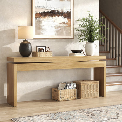 70.9-inch Long Console Table Behind Couch, Sofa Tables Narrow Long Farmhouse Wood Console Tables with Storage, Entryway Tables for Living Room, Hallway, Foyer, Light Oak