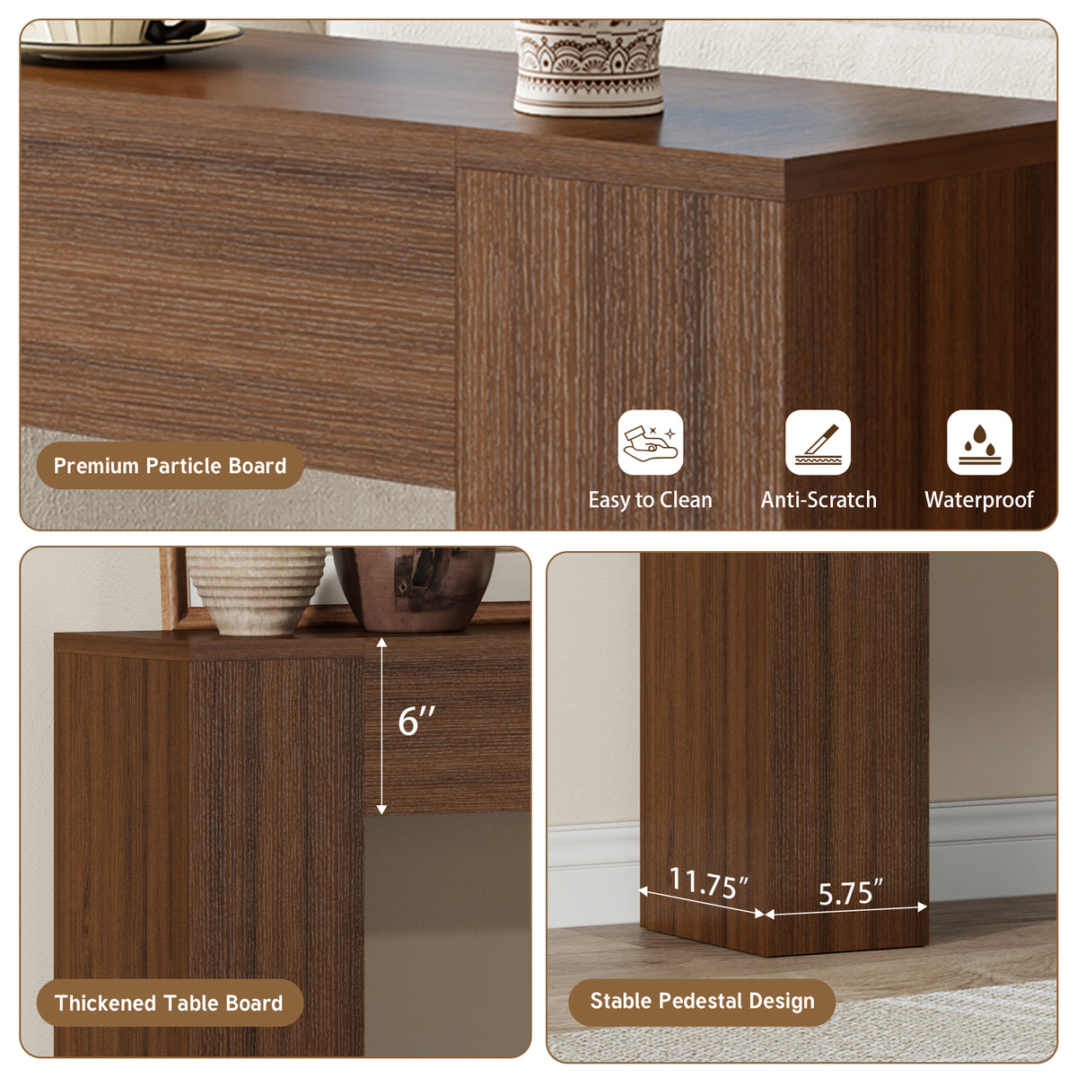 43-Inch Wood Console Table for Entryway, Walnut Console Table Behind Couch, Small Modern Entryway Table for Hallway， Farmhouse Sofa Table for Small Space Foyer Entrance
