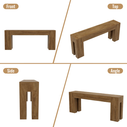 Extra Long Sofa Console Table for Entryway Living Room, 80-Inch Farmhouse Wood Behind Couch Table, Rectangular Accent Console with Wooden Double Base for Hallway Foyer Entrance, Natural Oak Brown