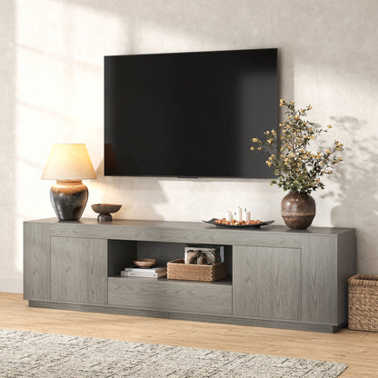 Grey TV Stands with Storage Cabinets, Wooden Media Console 78.7-Inch Long Entertainment Center, Farmhouse TV Consoles for Living Room, Apartment, Grey