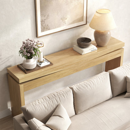 70.9-inch Long Console Table Behind Couch, Sofa Tables Narrow Long Farmhouse Wood Console Tables with Storage, Entryway Tables for Living Room, Hallway, Foyer, Light Oak