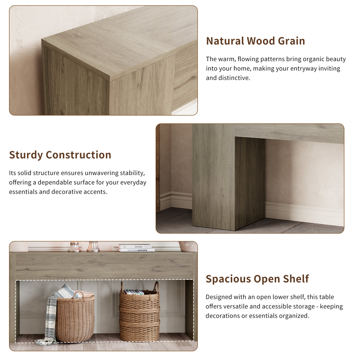 Farmhouse Sofa Table Narrow Long, Wood Console Table for Living Room, Entry Way,Extra Long Entryway Table Modern, 86-Inch Behind Couch Table, Grey ﻿