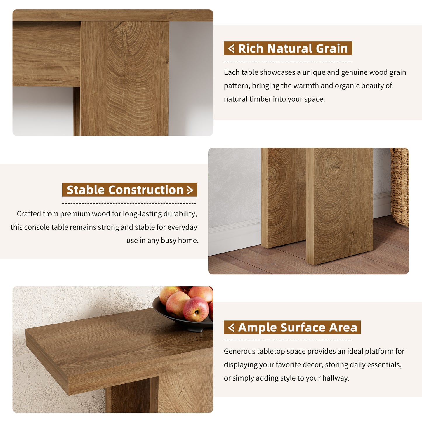 70.9-Inch Long Console Table For Entryway, Wooden Sofa Table Narrow Behind Couch Rectangular, Farmhouse Accent Foyer Entry Tables For Living Room, Entrance, Hallway, Natural Oak Brown