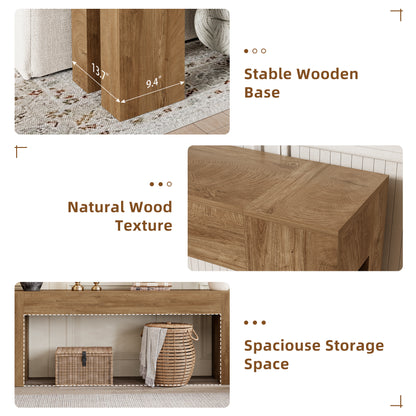 86-Inch Extra Long Console Table, Farmhouse Wood Entryway Table, Large Sofa Table Behind Couch for Hallway Entrance Living Room Accent, Natural Oak Brown