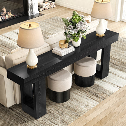 78.7-Inch Console Tables for Entryway, Black Sofa Table Modern Extra Long Behind Couch Table, Mid Century Entrance Table for Entry Way, Apartment, Hallway