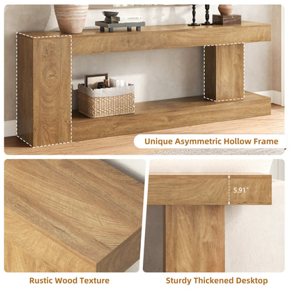 82-Inch Extra Long Console Table, Modern Farmhouse Entryway Table for Hallway Foyer, Sofa Table Behind Couch for Living Room, Natural Oak Brown