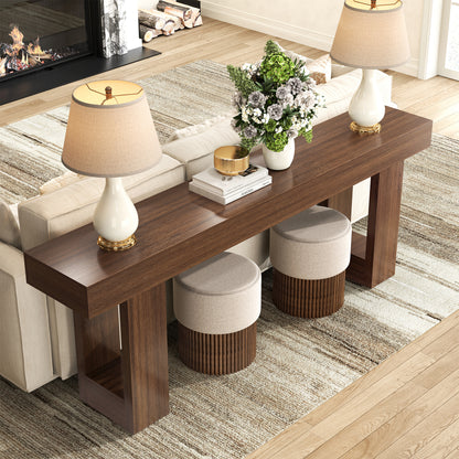 Mid Century Entryway Tables for Living Room, Walnut Brown Extra Long Console Table Behind Couch 78In, Wooden Entry Way Tables for Living Room, Apartment