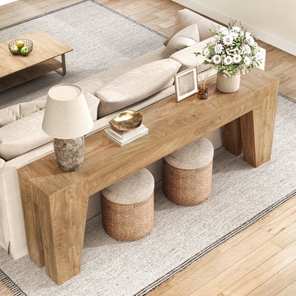 86-inch Extra Long Console Table, Couch Tables Behind Sofa Farmhouse Wood Entryway Table with Storage, Modern Console Tables for Living Room, Hallway, Entrance, Natural Oak Brown