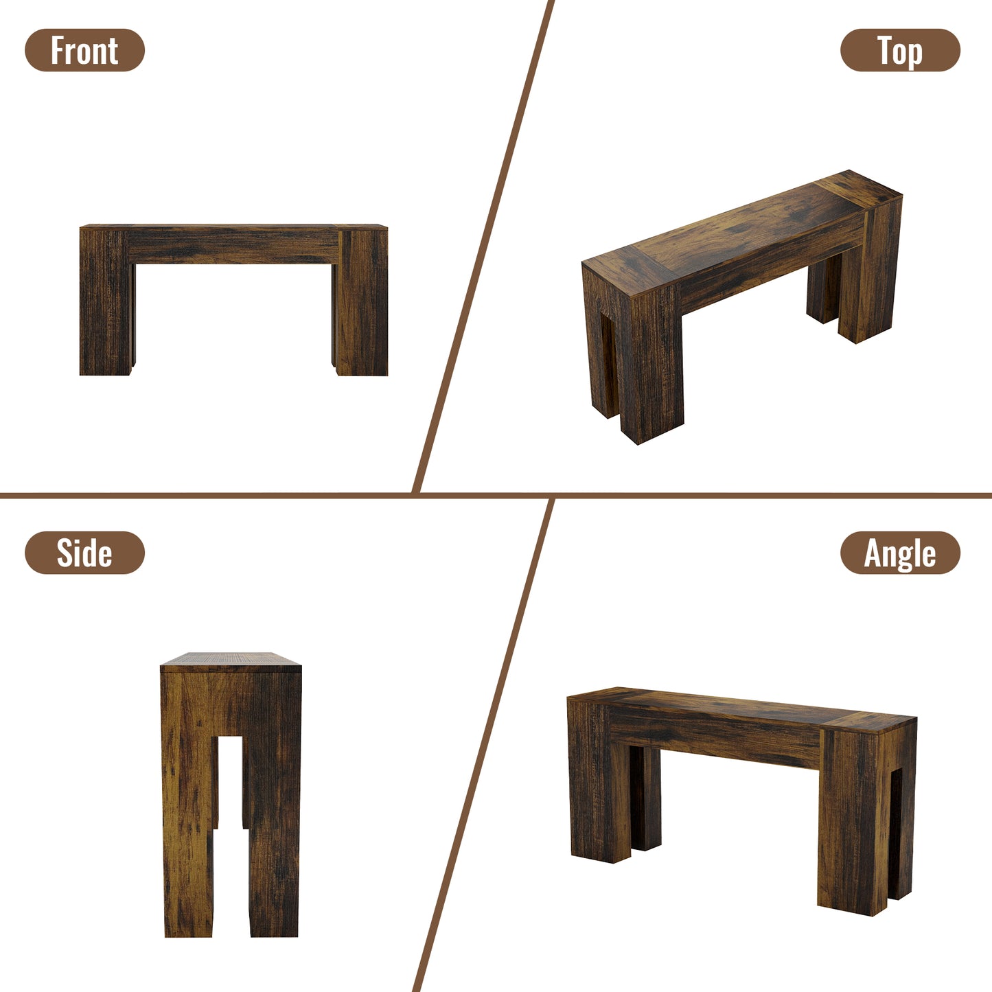 Epecoya Long Sofa Console Table for Entryway Living Room, 63-Inch Farmhouse Wood Behind Couch Table, Rectangular Accent Console with Wooden Double Base for Hallway Foyer Entrance, Rustic Brown