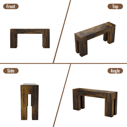 Epecoya Long Sofa Console Table for Entryway Living Room, 63-Inch Farmhouse Wood Behind Couch Table, Rectangular Accent Console with Wooden Double Base for Hallway Foyer Entrance, Rustic Brown