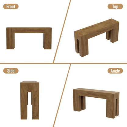 Epecoya Long Sofa Console Table for Entryway Living Room, 63-Inch Farmhouse Wood Behind Couch Table, Rectangular Accent Console with Wooden Double Base for Hallway Foyer Entrance, Natural Oak