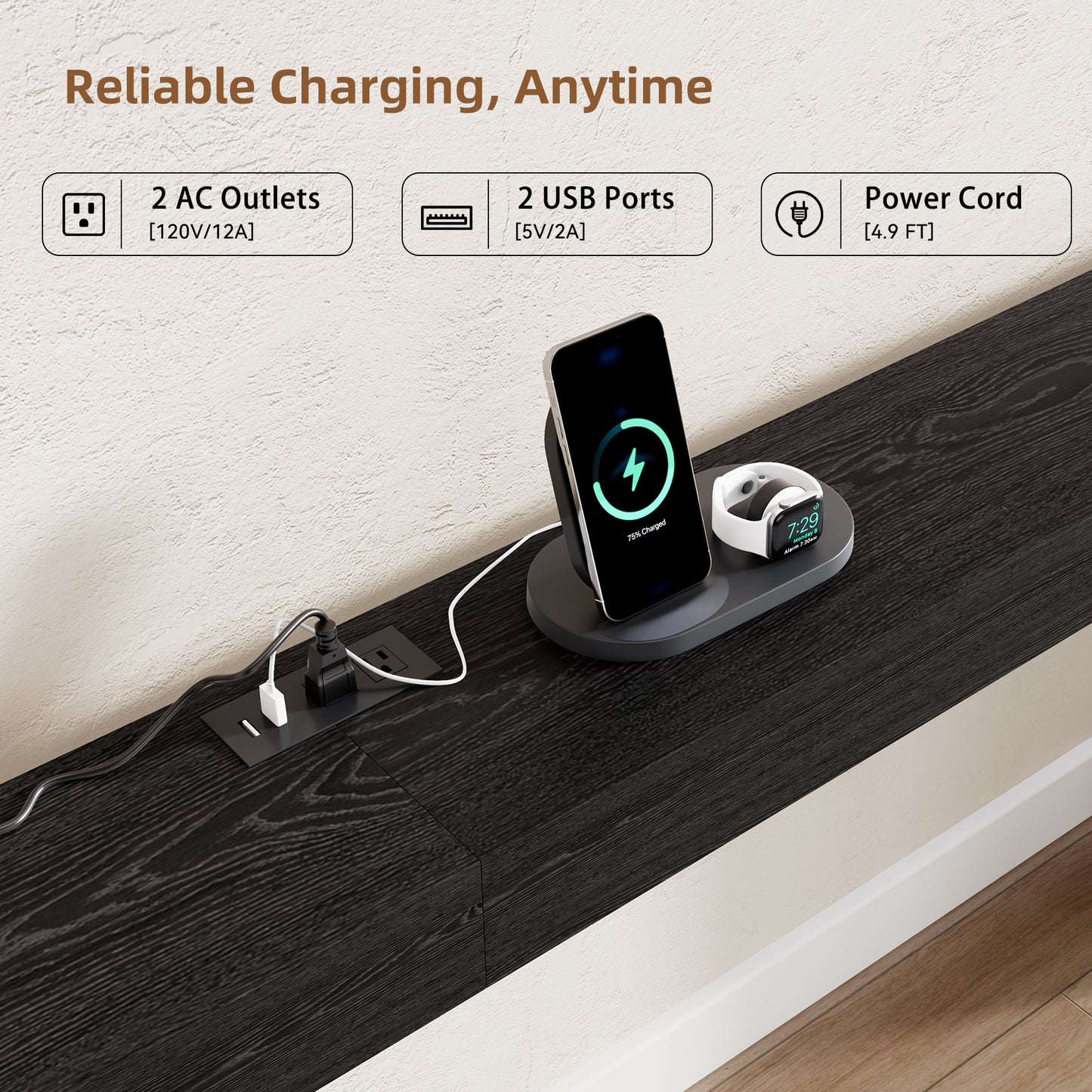 94.5" Narrow Console Table with USB Charging & Storage, Black | 94.5"Extra Long Slim, Behind Sofa Couch Table with Outlet, Black Wood Finish, for Entryway,Hallway, Easy Assembly