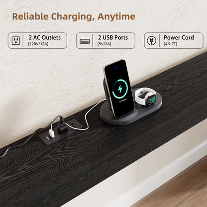 94.5" Narrow Console Table with USB Charging & Storage, Black | 94.5"Extra Long Slim, Behind Sofa Couch Table with Outlet, Black Wood Finish, for Entryway,Hallway, Easy Assembly