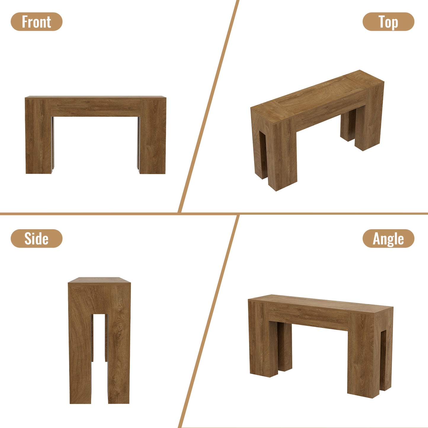 Epecoya 55-Inch Long Sofa Console Table for Entryway Living Room, Farmhouse Wood Behind Couch Table, Rectangular Accent Console with Wooden Double Base for Hallway Foyer Entrance, Natural Oak Brown