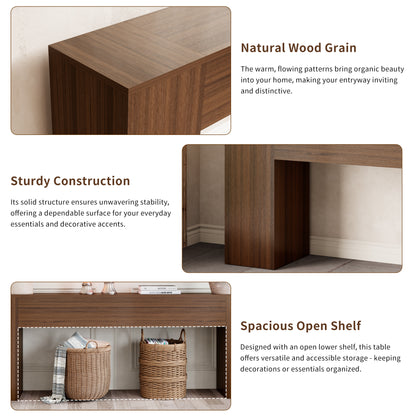 86-Inch Console Table Behind Couch Mid Century, Walnut Brown Wooden Sofa Table Narrow Long, Extra Long Console Table for Entryway, Hallway, Living Room