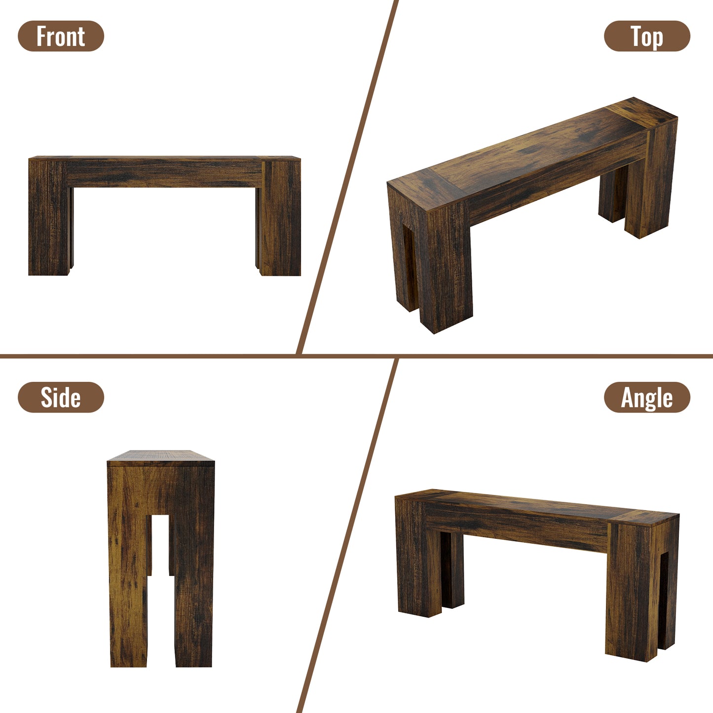 Epecoya Extra Long Sofa Console Table for Entryway Living Room, 71-Inch Farmhouse Wood Behind Couch Table, Rectangular Accent Console with Wooden Double Base for Hallway Foyer Entrance, Rustic Brown