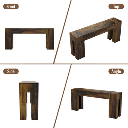 Epecoya Extra Long Sofa Console Table for Entryway Living Room, 71-Inch Farmhouse Wood Behind Couch Table, Rectangular Accent Console with Wooden Double Base for Hallway Foyer Entrance, Rustic Brown