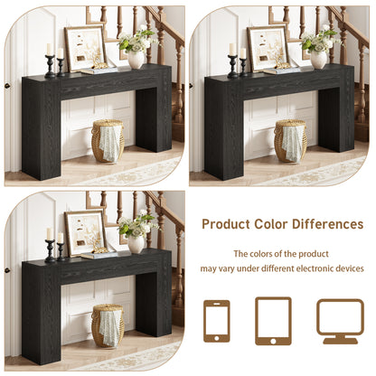 53 Inch Black Farmhouse Console Table for Entryway Hallway | Small Entryway Table, Wood Black Finish, Behind Sofa Couch, Easy Assembly, Display Decor, 12"D x 53.25"W x 31.5"H