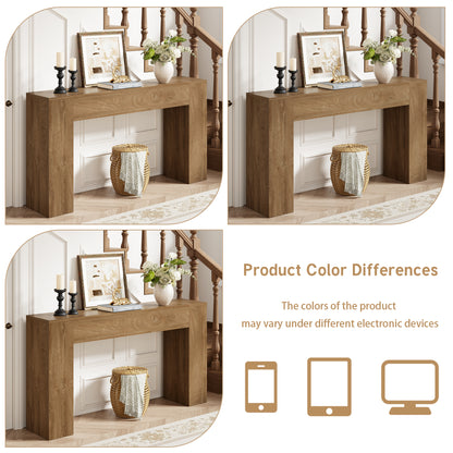 Epecoya Wood Console Table for Entryway Living Room, 53-Inch Long Sofa Table, Farmhouse Rectangular Accent Console with Wooden Double Base for Behind Couch Hallway Foyer Entrance, Light Oak Brown