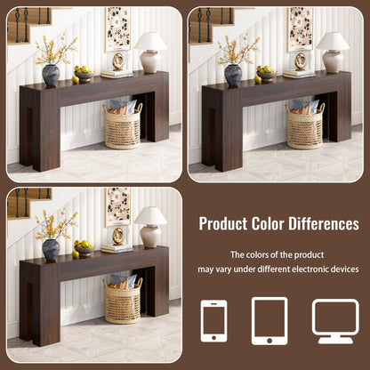 Extra Long Sofa Console Table for Entryway Living Room, 79-Inch Farmhouse Wood Behind Couch Table, Rectangular Accent Console with Wooden Double Base for Hallway Foyer Entrance, Walnut Brown