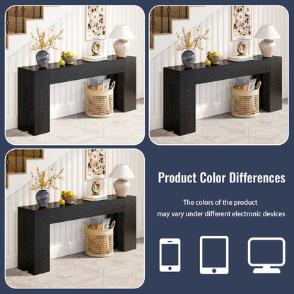 Epecoya Extra Long Sofa Console Table for Entryway Living Room, 79-Inch Farmhouse Wood Behind Couch Table, Rectangular Accent Console with Wooden Double Base for Hallway Foyer Entrance, Black