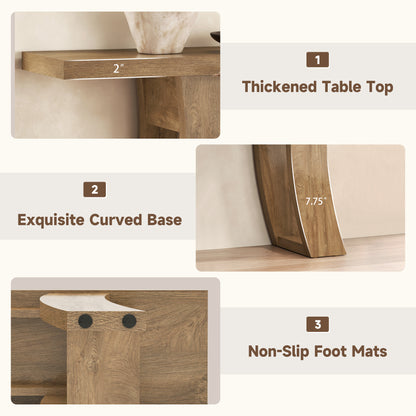70.9-Inch Wood Console Table for Entryway Living Room, Extra Long Rectangular Natural Sofa Tables with Farmhouse Wooden Curved Base for Home Hallway Couch Foyer Entrance, Light Brown Oak