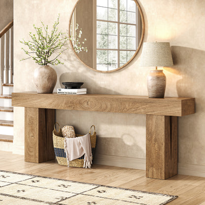 78-inch Long Console Table Behind Couch, Entryway Table Rustic Farmhouse Wood Console Tables with Storage, Extra Long Sofa Tables for Living Room, Hallway, Foyer, Natural Oak Brown